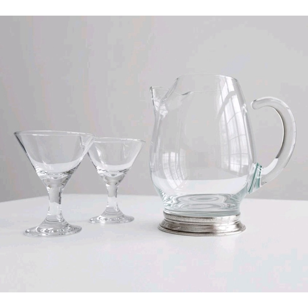 Vintage Watson U-15 Martini Pitcher Sterling Silver Base w/ 2 Martini Glasses